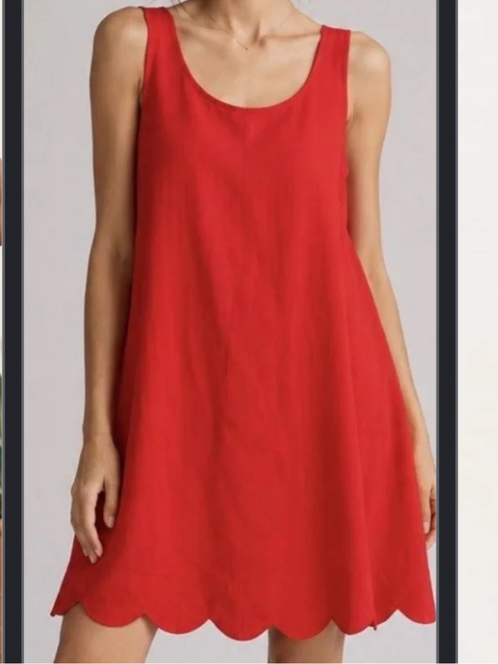 kate spade Coral Red Sleeveless Scalloped-Hem Shift Dress